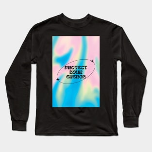 Protect Your Energy Colorful Neon Gradient Aura Long Sleeve T-Shirt